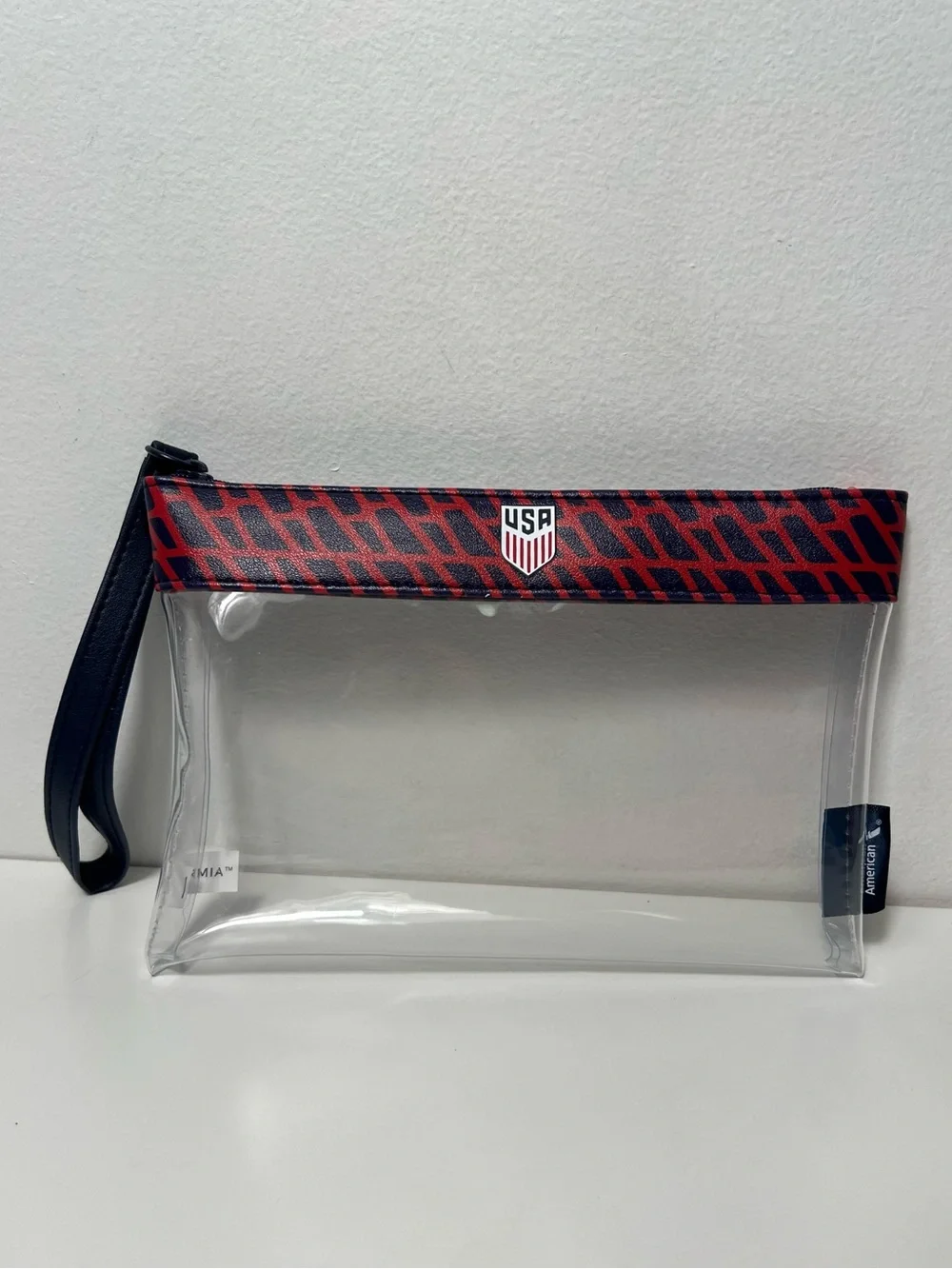 American Airlines FIFA Team USA World Cup Amenity Kit Clear Wristlet Bag Purse